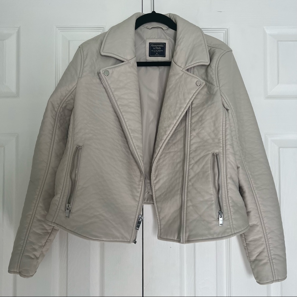 A&F Cream faux leather jacket - a TRUE staple
